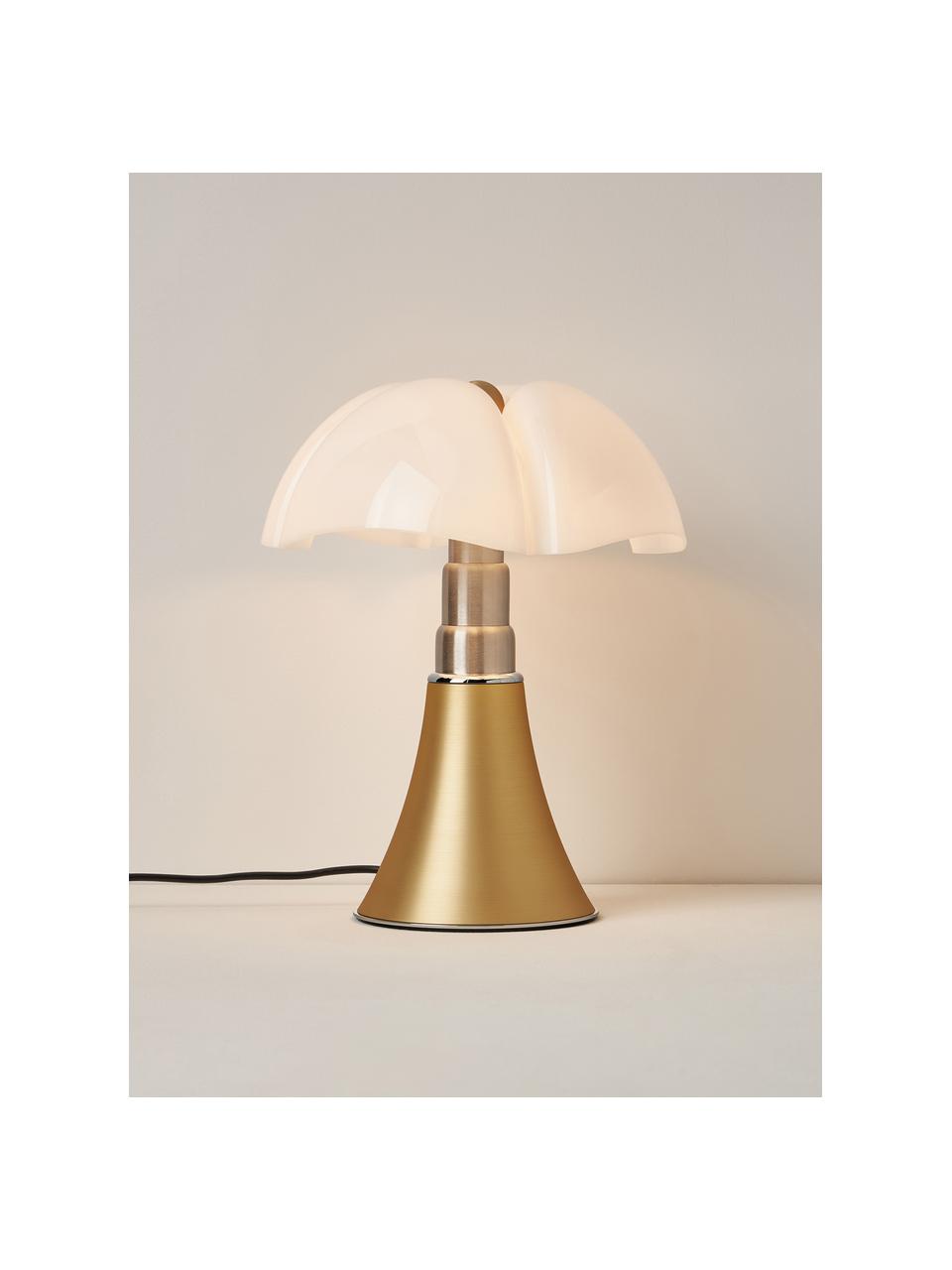 Lámpara de mesa LED regulable Pipistrello, Estructura: metal, aluminio pintado, Dorado mate, Ø 27 x Al 35 cm