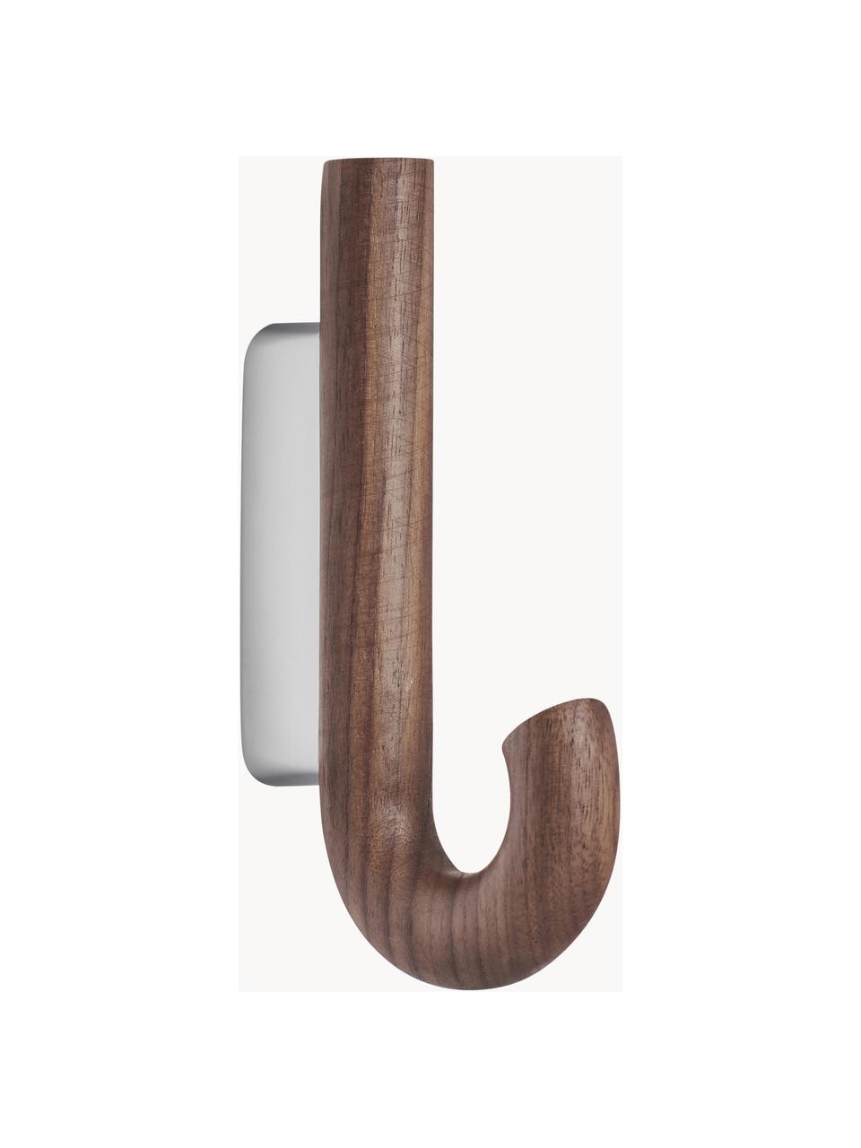 Nástěnný háček z ořechového dřeva Umbrella, různé velikosti, Ořechové dřevo, stříbrná, Š 13 cm, V 19 cm