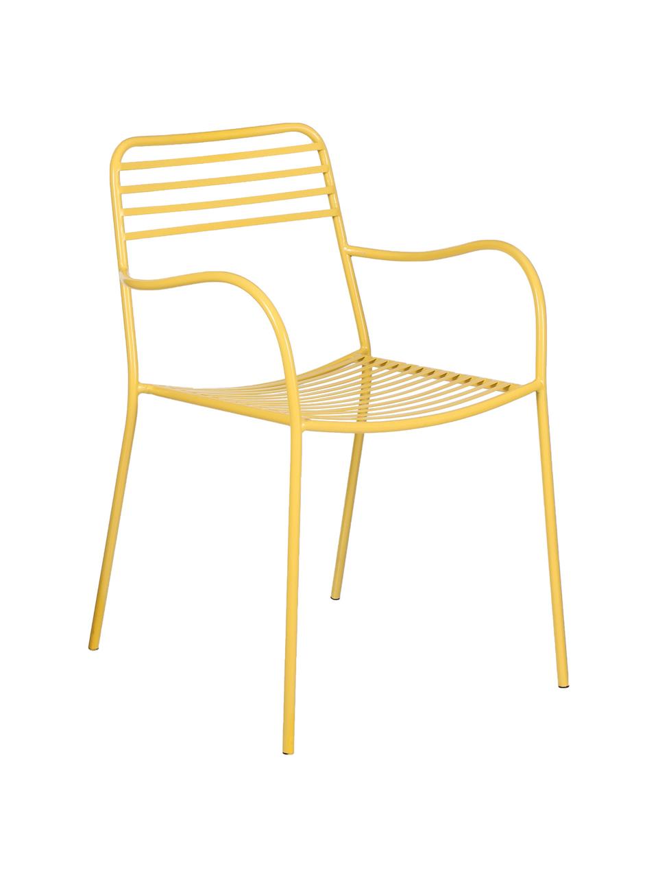 Balkónová kovová stolička s opierkami Tula, 2 ks, Žltá