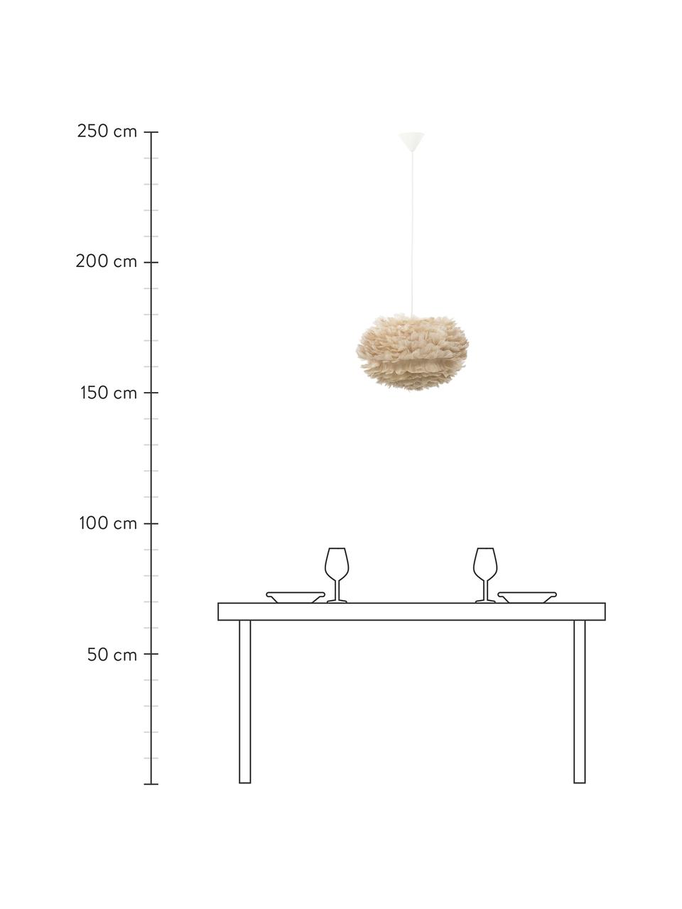 Lampada a sospensione in piume Eos, Paralume: piuma d'oca, certificata , Baldacchino: plastica, Beige, Ø 45 x Alt. 30 cm