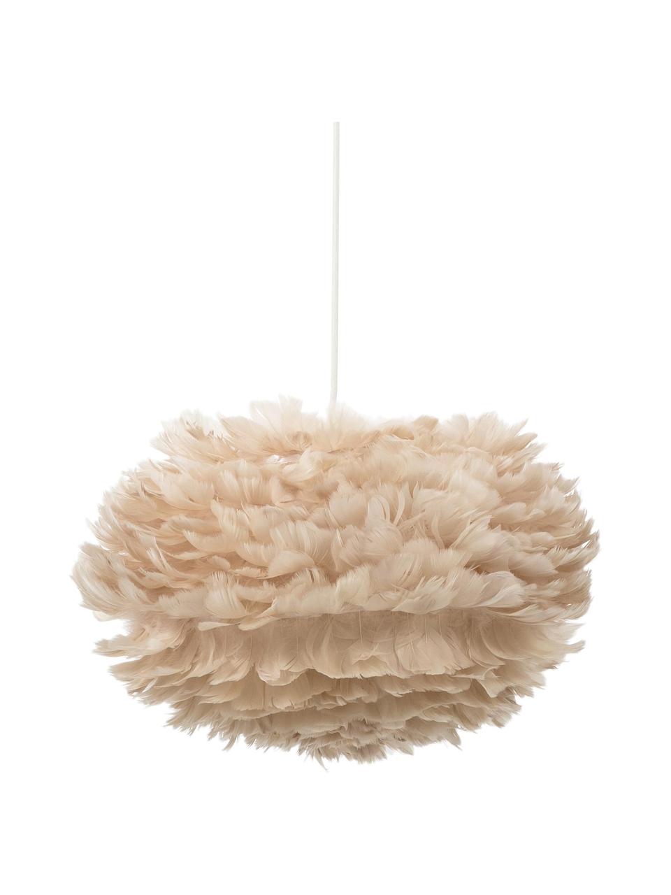 Lampada a sospensione in piume Eos, Paralume: piuma d'oca, certificata , Baldacchino: plastica, Beige, Ø 45 x Alt. 30 cm