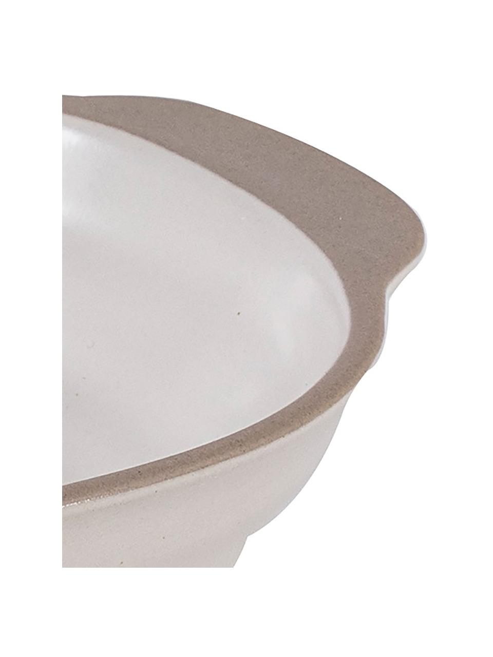 Fuentes horno ovaladas Clyde, 2 uds, Gres, Blanco crema, beige, L 21 x An 14 cm