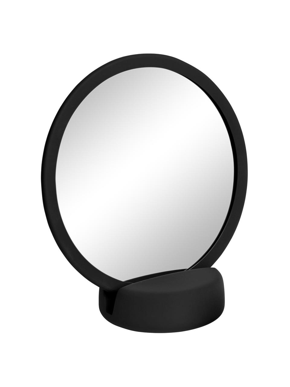 Make-up spiegel Sono met vergroting, Lijst: keramiek, Zwart, B 17 cm x H 19 cm
