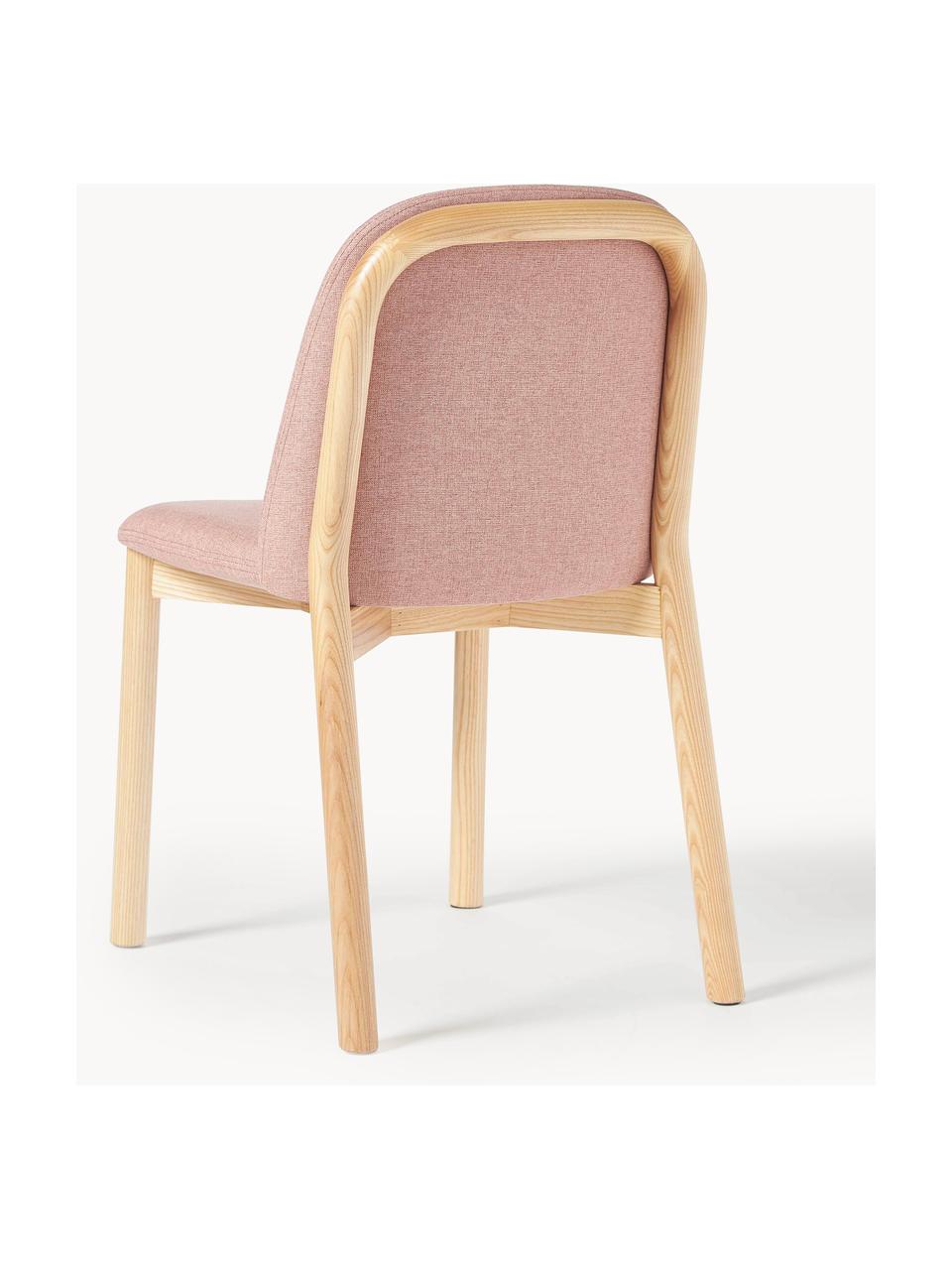 Polsterstuhl Julie aus Eschenholz, Gestell: Eschenholz, FSC-zertifizi, Webstoff Altrosa, Helles Eschenholz, B 47 x H 81 cm