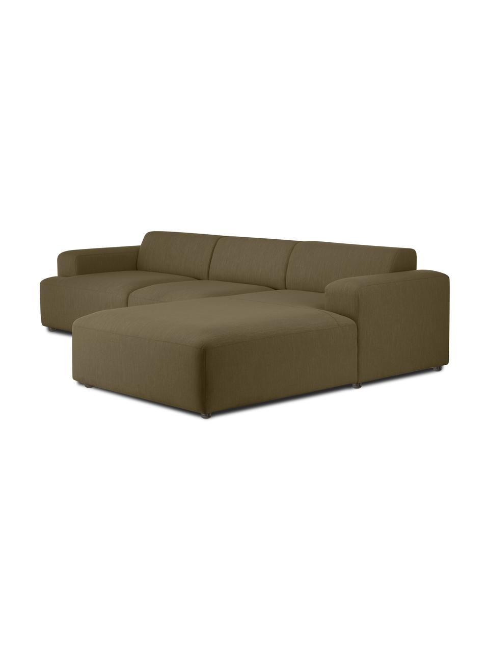 Ecksofa Melva (4-Sitzer), Bezug: 100% Polyester Der hochwe, Gestell: Massives Kiefernholz, FSC, Webstoff Olivgrün, B 319 x T 196 cm, Eckteil rechts