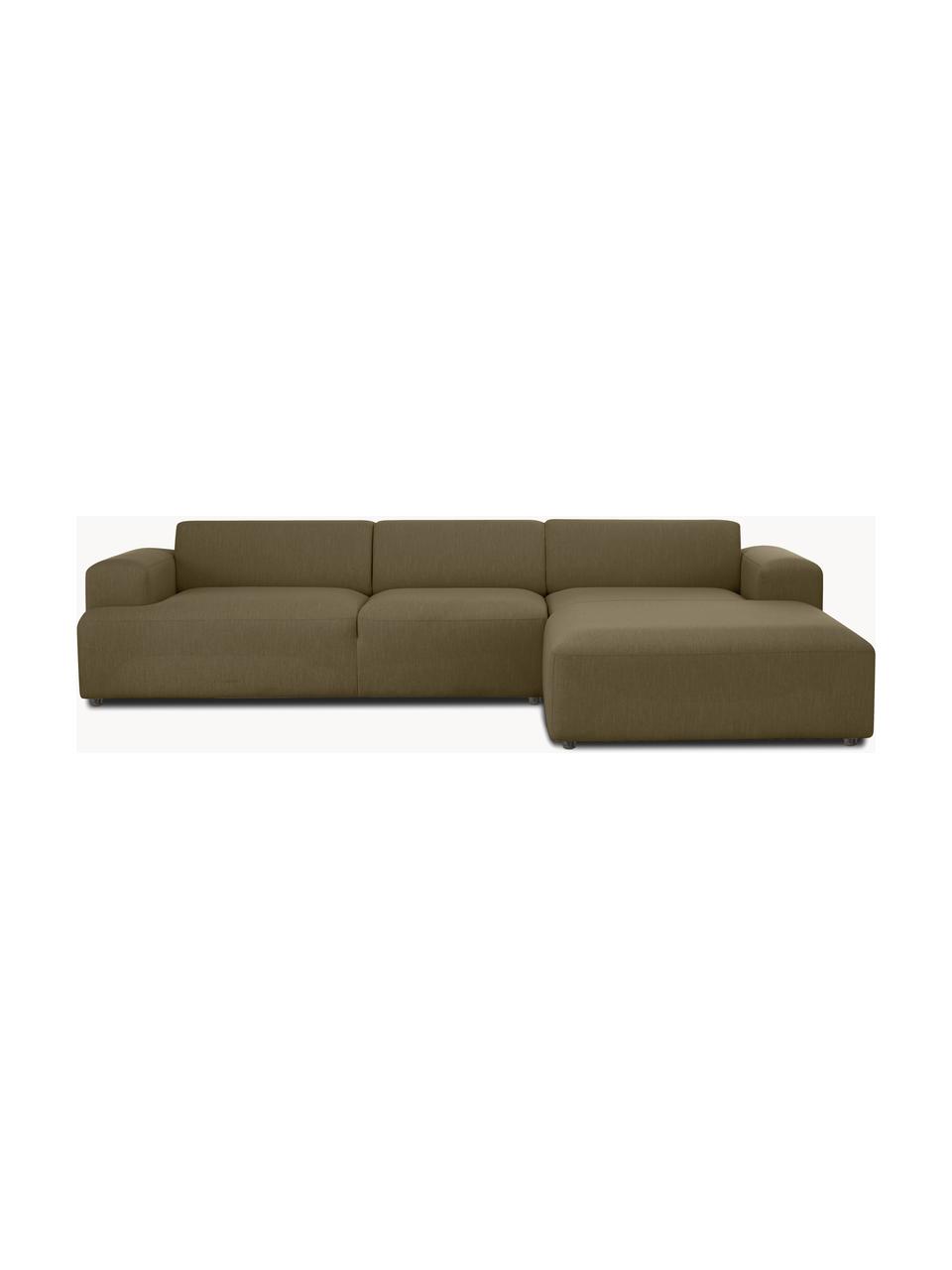 Ecksofa Melva (4-Sitzer), Bezug: 100% Polyester Der hochwe, Gestell: Massives Kiefernholz, Spa, Webstoff Olivgrün, B 319 x T 196 cm, Eckteil rechts