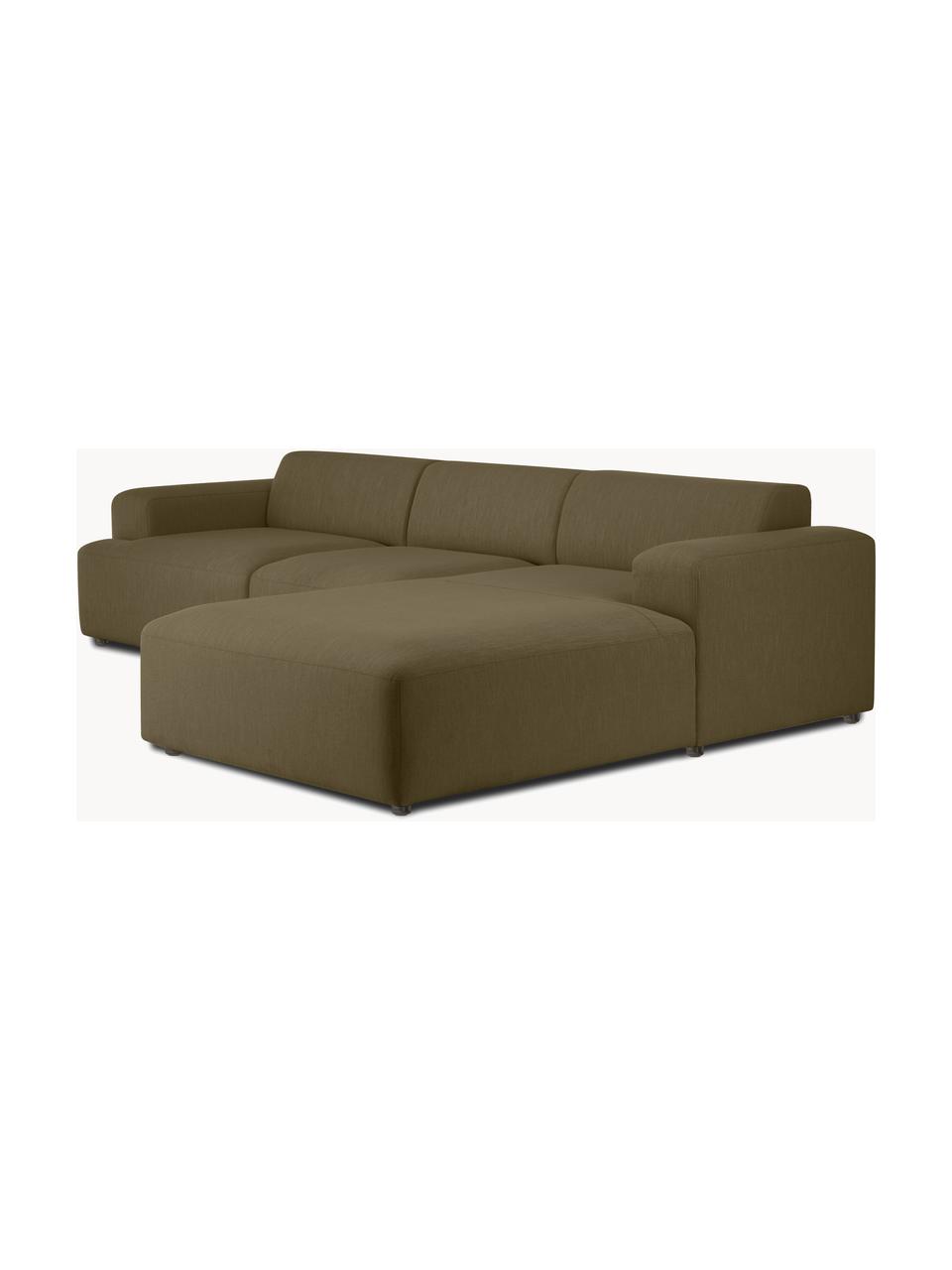 Ecksofa Melva (4-Sitzer), Bezug: 100% Polyester Der hochwe, Gestell: Massives Kiefernholz, Spa, Füße: Kunststoff Dieses Produkt, Webstoff Olivgrün, B 319 x T 196 cm, Eckteil links