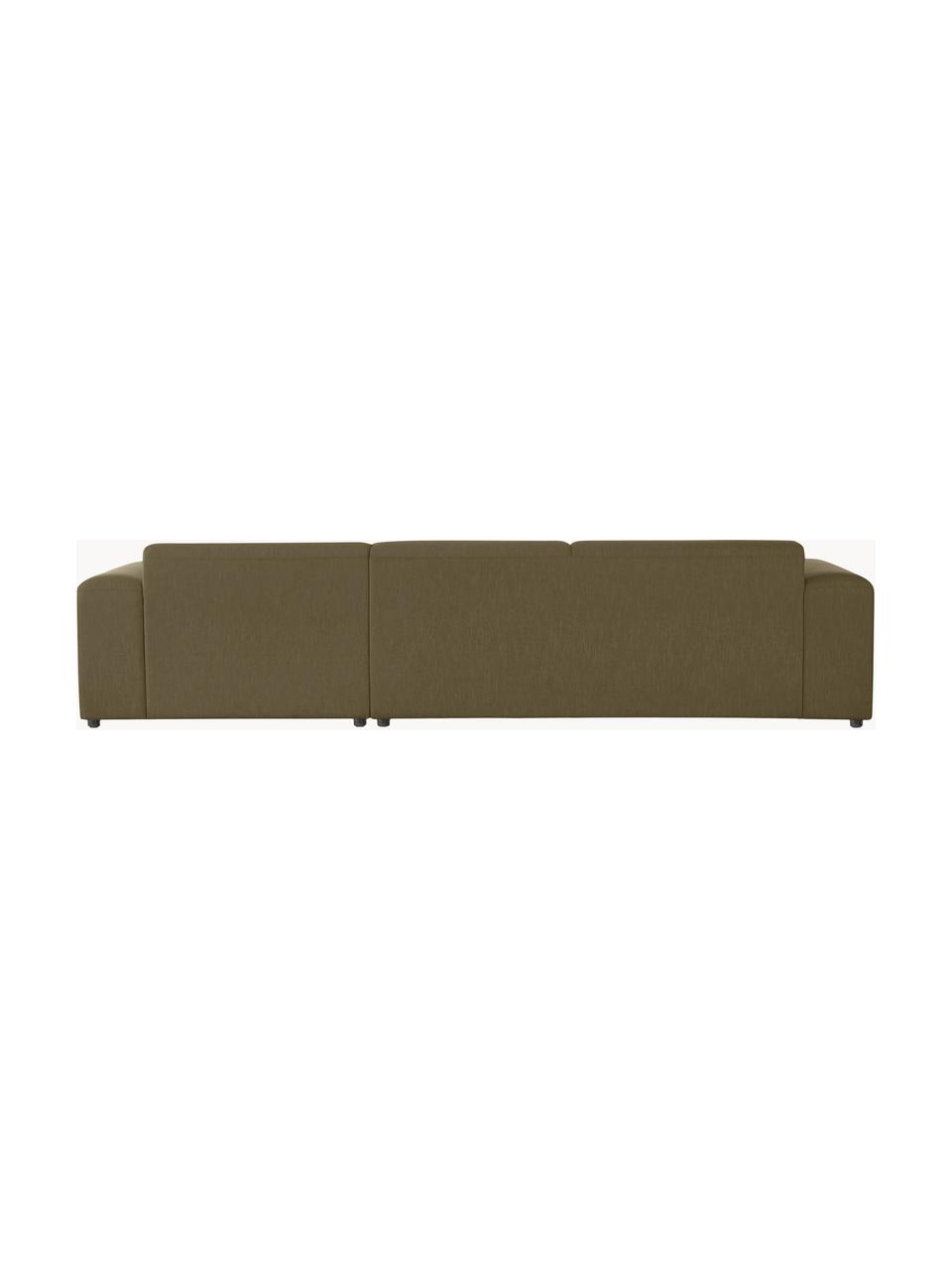 Ecksofa Melva (4-Sitzer), Bezug: 100% Polyester Der hochwe, Gestell: Massives Kiefernholz, Spa, Füße: Kunststoff Dieses Produkt, Webstoff Olivgrün, B 319 x T 196 cm, Eckteil links