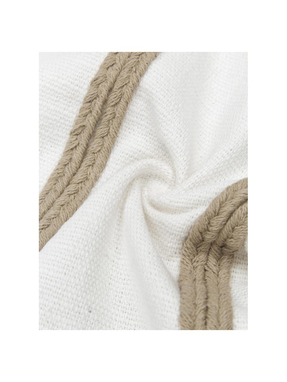 Copricuscino in cotone con nappe Viale, 100% cotone, Bianco, beige, Larg. 40 x Lung. 60 cm