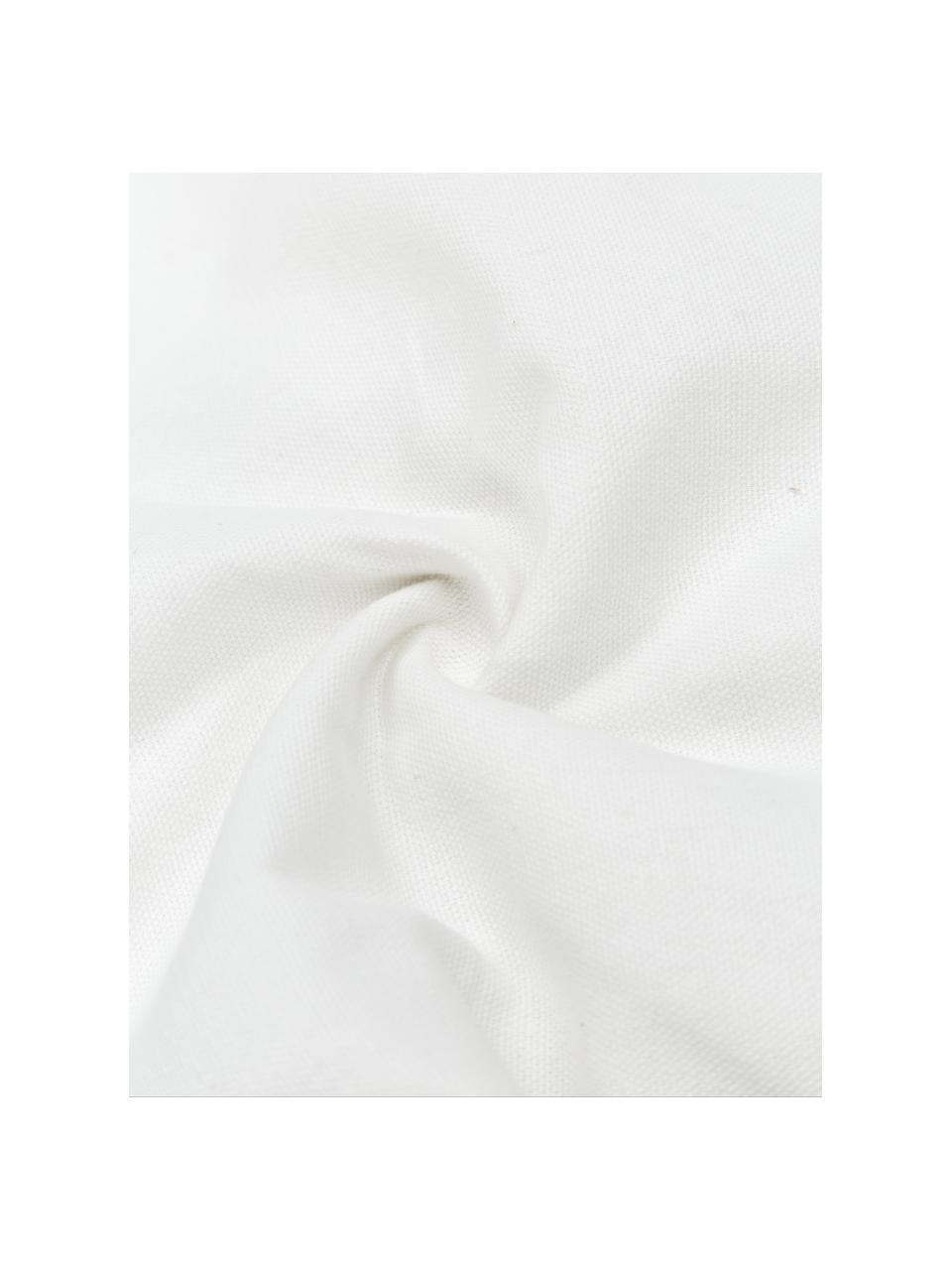 Baumwoll-Kissenhülle Viale mit Quasten, 100% Baumwolle, Weiss, Beige, B 40 x L 60 cm