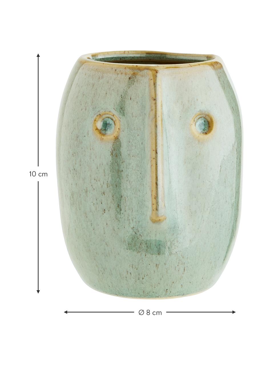 Portavaso in gres Face, Gres, Verde chiaro, beige, Ø 8 x Alt. 10 cm