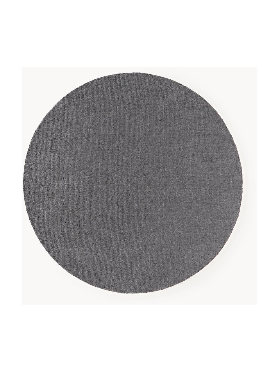 Tapis rond en coton tissé main Lora, Gris foncé, Ø 120 cm (taille S)