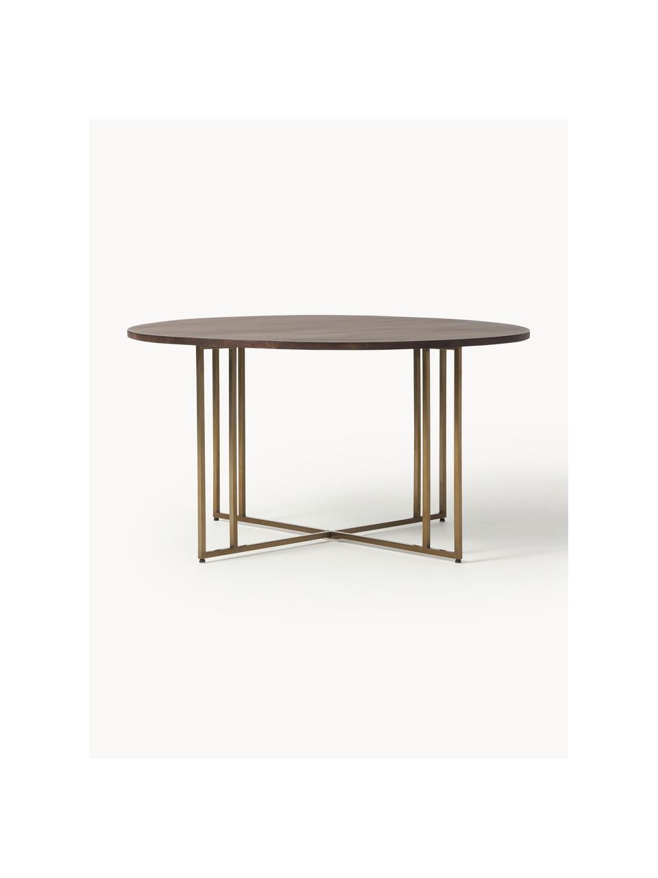 Table ronde en manguier Luca, Ø 140 cm, tailles variées, Manguier, cadre doré, Ø 120 cm