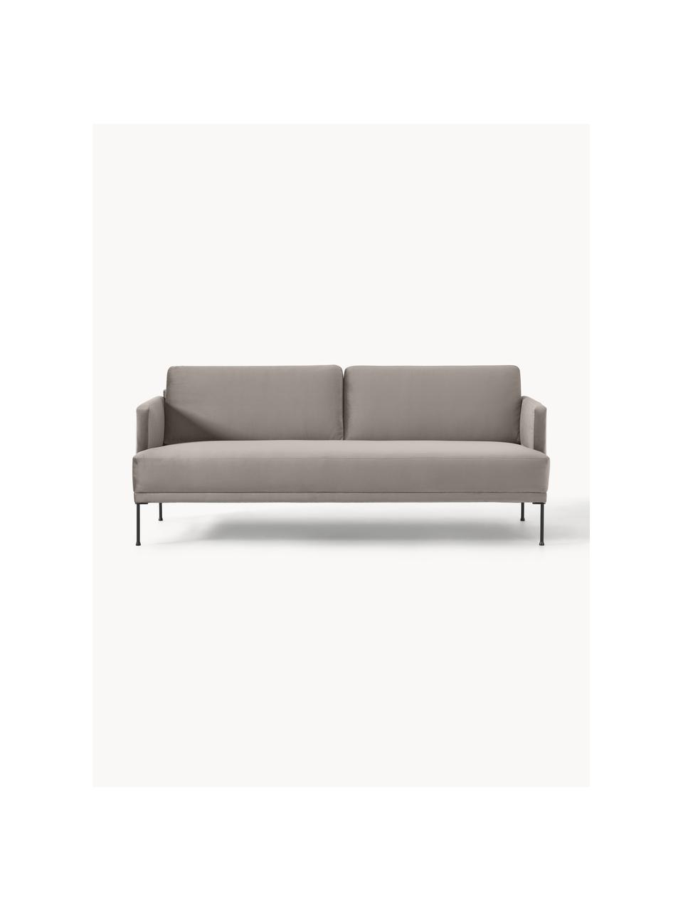 Samt-Sofa Fluente (3-Sitzer), Bezug: Samt (Hochwertiger Polyes, Gestell: Massives Kiefernholz, Füße: Metall, pulverbeschichtet, Samt Greige, B 196 x T 85 cm