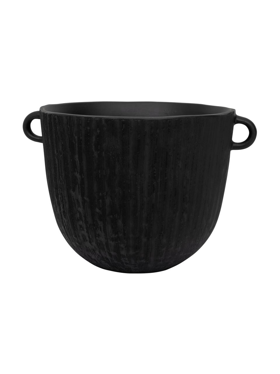 Cache-pot artisanal noir Confit, Grès cérame, Noir, mat, Ø 31 x haut. 20 cm