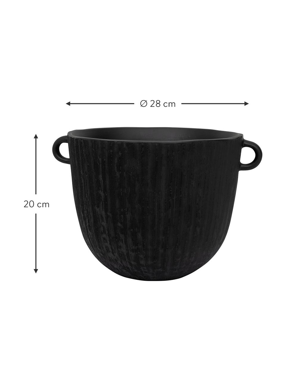 Cache-pot artisanal noir Confit, Grès cérame, Noir, mat, Ø 31 x haut. 20 cm