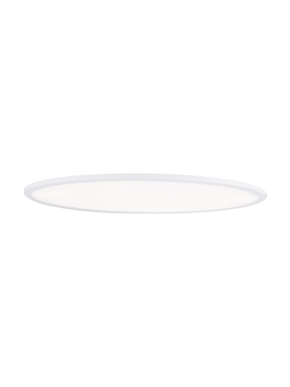 Plafón ovalado LED regulable Pesaro, con mando a distancia, Estructura: metal recubierto, Blanco, An 80 x Al 6 cm