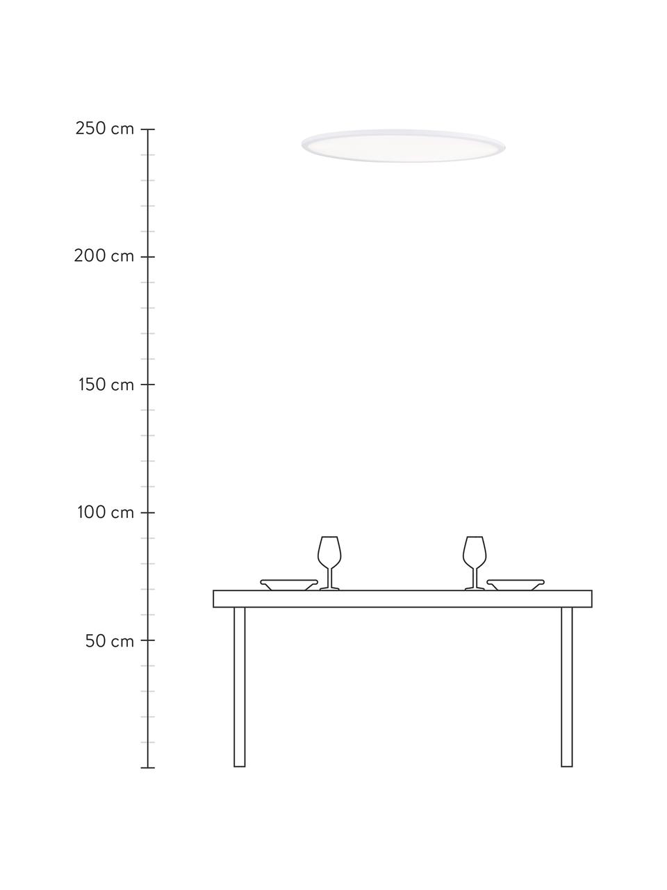Plafoniera ovale a LED con telecomando Pesaro, Struttura: metallo rivestito, Bianco, Larg. 80 x Alt. 6 cm