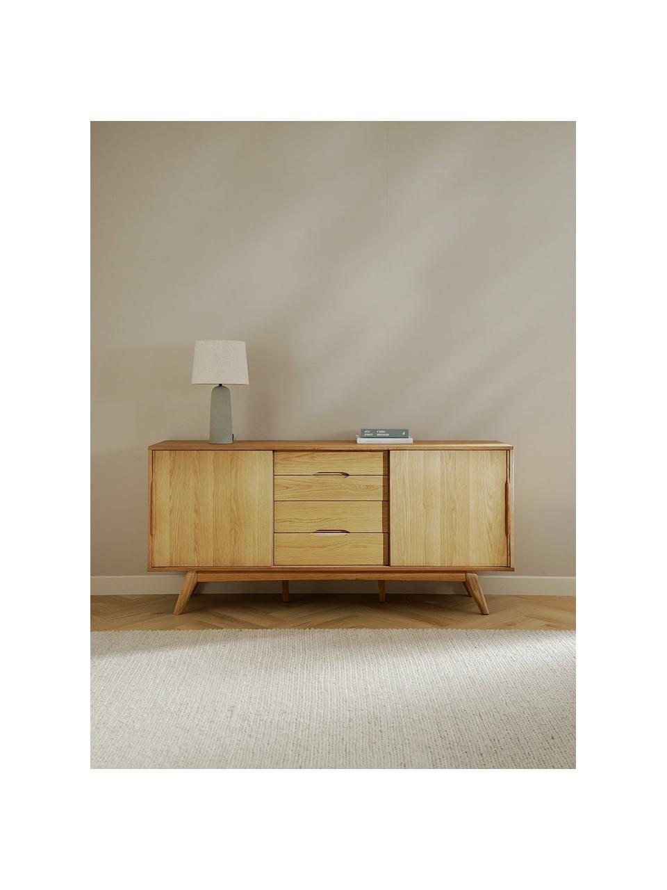 Credenza in legno Bettina, Piedini: legno di quercia massicci, Legno di quercia, Larg. 180 x Alt. 84 cm