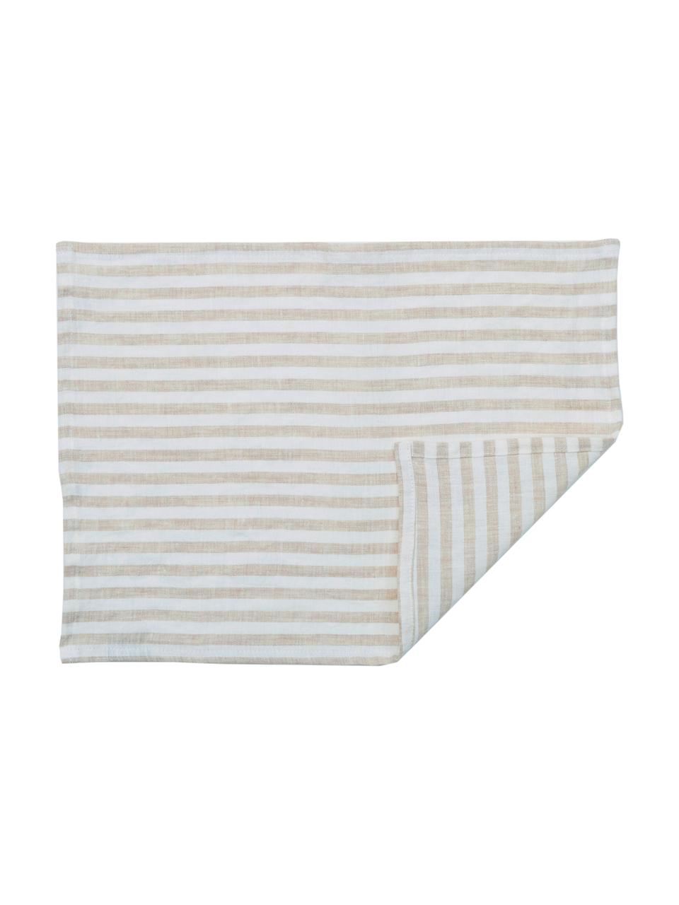 Manteles individuales de lino Solami, 2 uds., Lino, Beige, blanco, An 35 x L 45 cm