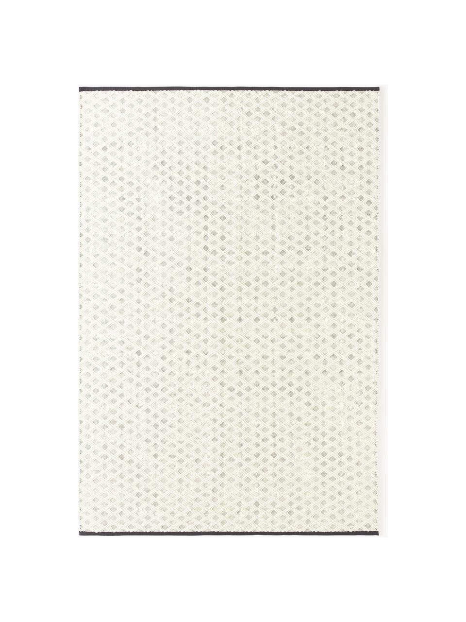 Ručne tkaný vlnený koberec Inar, Lomená biela, čierna, Š 80 x D 150 cm (veľkosť XS)