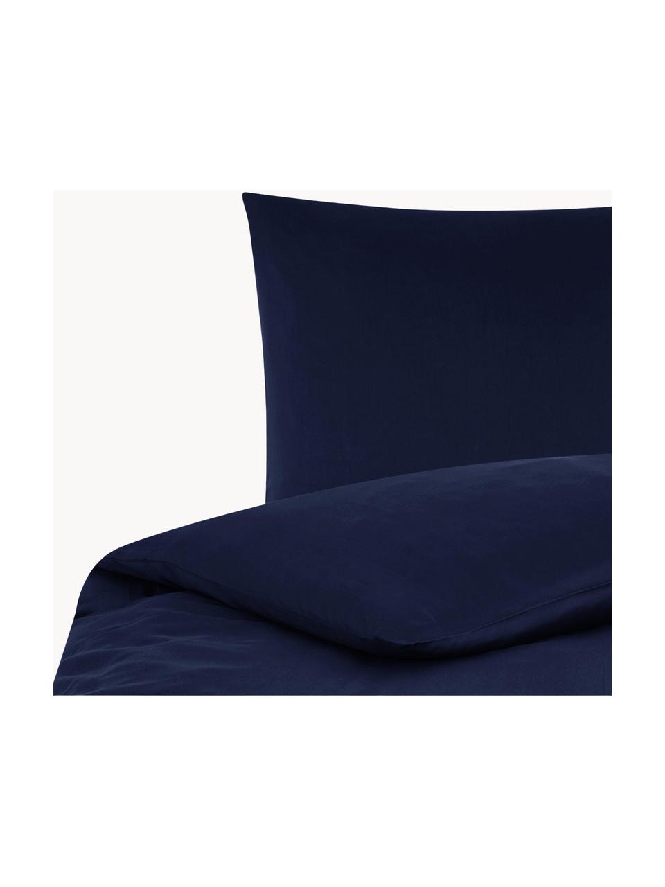 Baumwollsatin-Bettdeckenbezug Comfort, Webart: Satin, leicht glänzend Fa, Dunkelblau, B 200 x L 210 cm