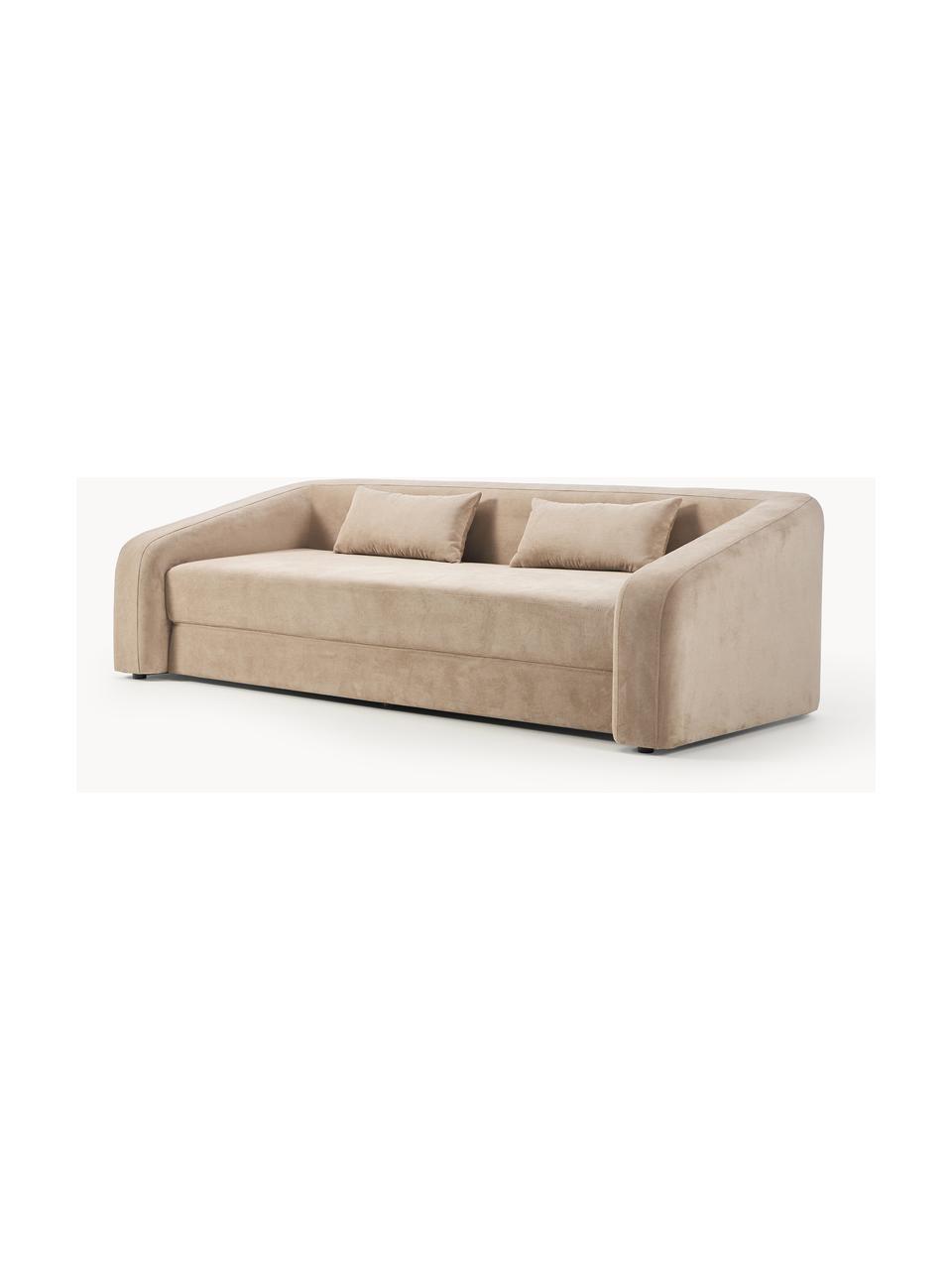 Divano letto 3 posti Eliot, Rivestimento: 88% poliestere, 12% nylon, Struttura: truciolare, legno di pino, Piedini: plastica Questo prodotto , Tessuto beige, Larg. 230 x Alt. 70 cm