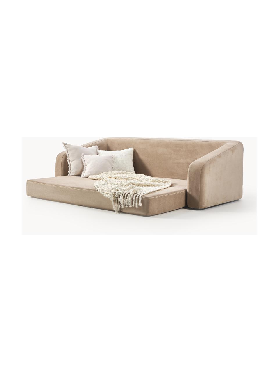 Divano letto 3 posti Eliot, Rivestimento: 88% poliestere, 12% nylon, Piedini: plastica, Tessuto beige, Larg. 230 x Alt. 70 cm