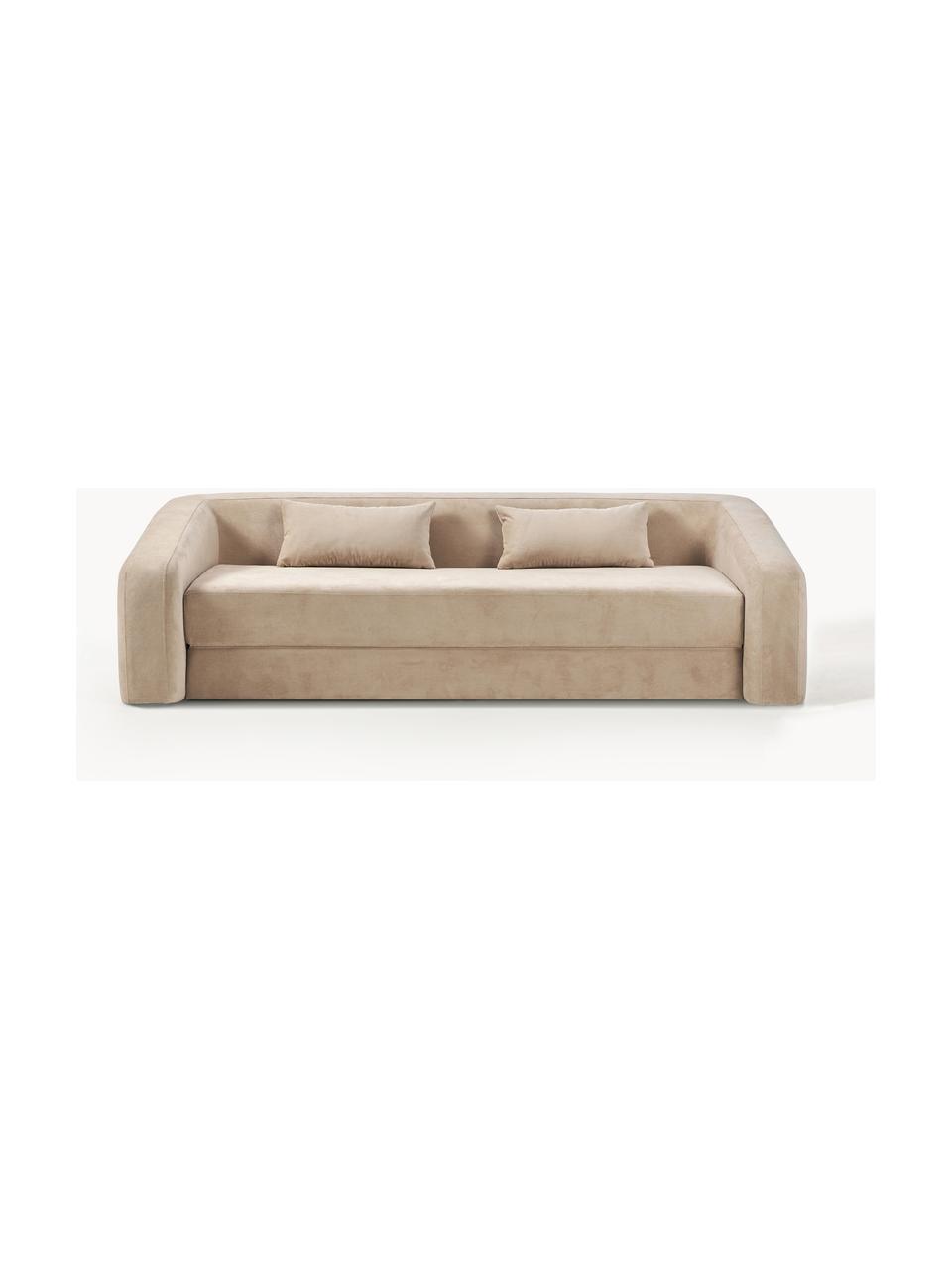 Divano letto 3 posti Eliot, Rivestimento: 88% poliestere, 12% nylon, Piedini: plastica, Tessuto beige, Larg. 230 x Alt. 70 cm