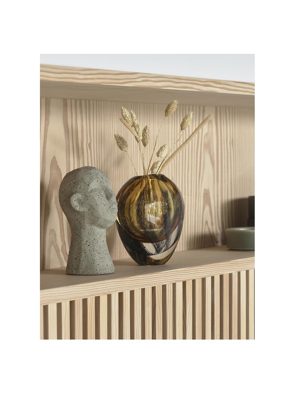 Ručně foukaná skleněná váza Otea, V 14 cm, Sklo, Odstíny hnědé, transparentní, Ø 13 cm, V 14 cm
