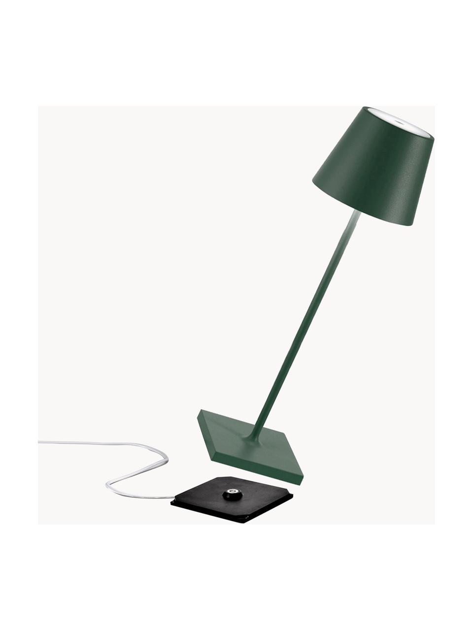 Mobile LED-Tischlampe Poldina, dimmbar, Dunkelgrün, matt, Ø 11 x H 38 cm