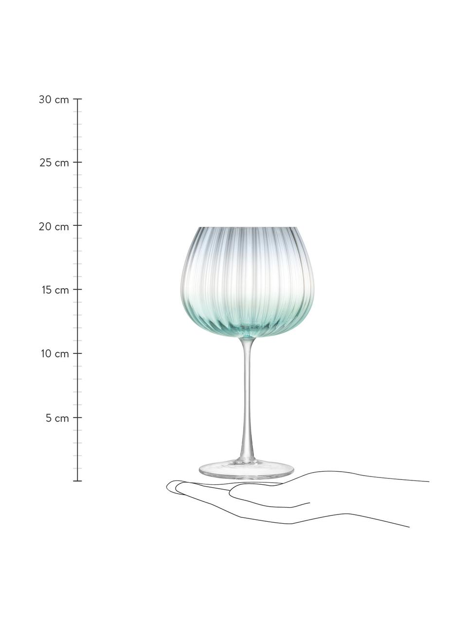 Handgemaakte wijnglazen Dusk, 2 stuks, Glas, Groen, grijs, Ø 10 x H 20 cm, 650 ml