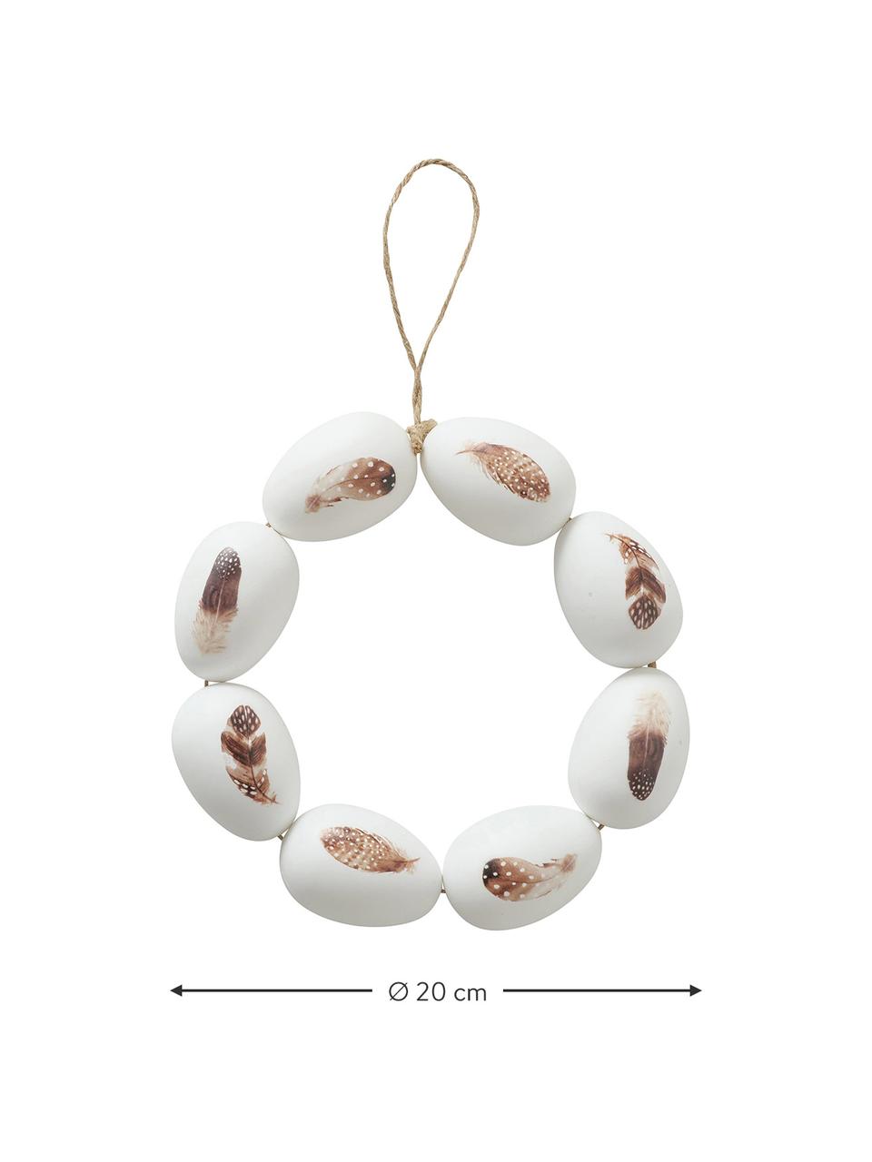 Couronne à suspendre Fedula Ø 20 cm, Plastique, Blanc, brun, Ø 20 cm