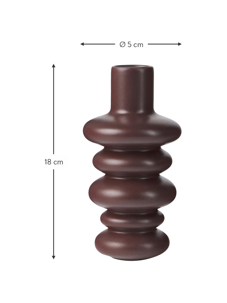 Deko-Vase Bastone in organischer Form, Steingut, Dunkelbraun, Ø 5 x H 18 cm