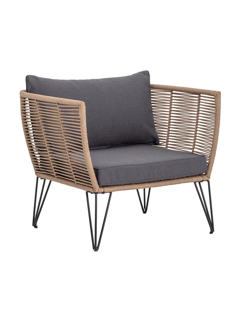 Tuin fauteuil Mundo met kunststoffen vlechtwerk, Frame: metaal, gepoedercoat, Bruin, B 87 x D 74 cm
