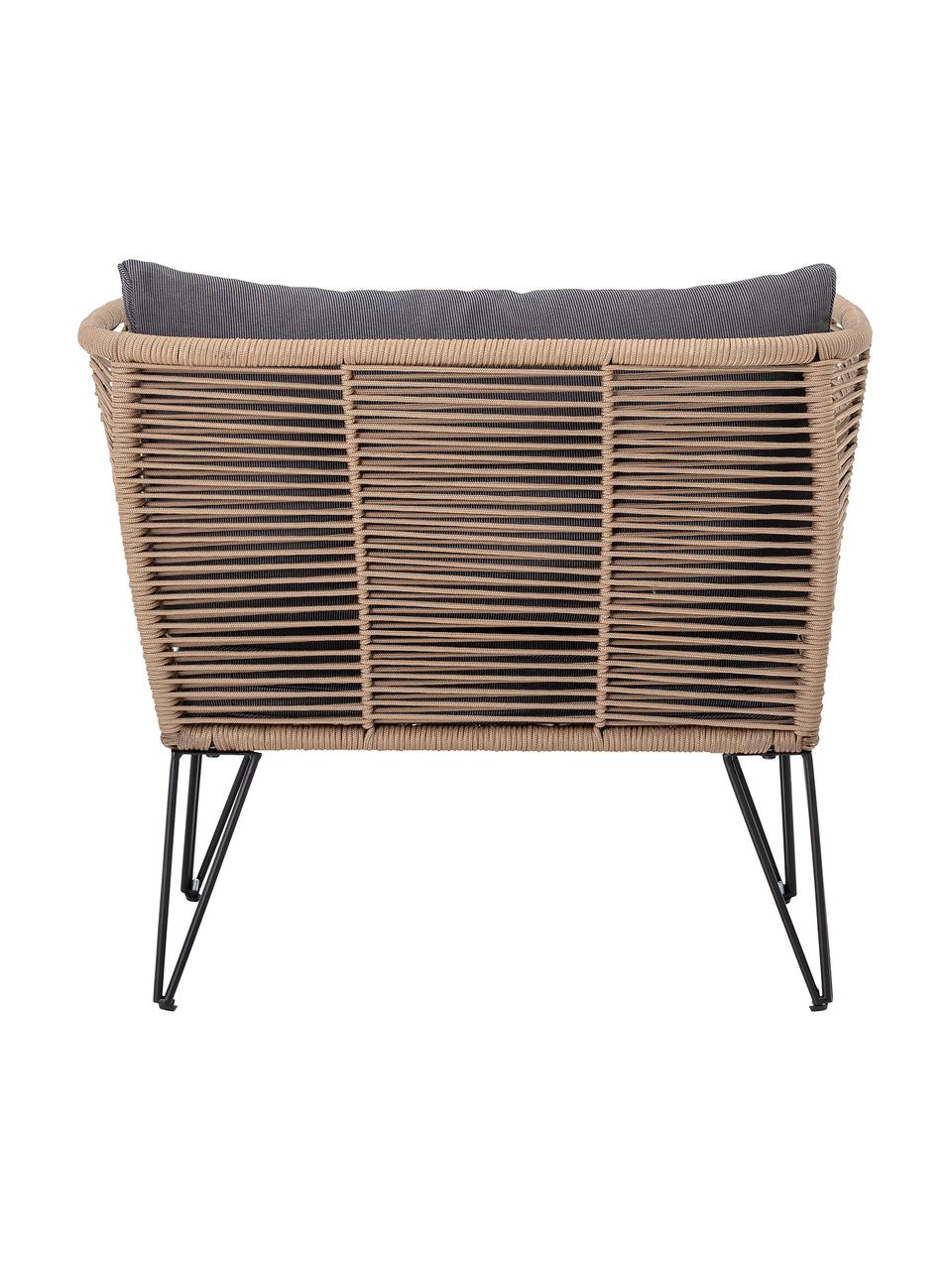 Garten-Loungesessel Mundo mit Kunststoff-Geflecht, Gestell: Metall, pulverbeschichtet, Sitzfläche: Polyethylen, Bezug: Polyester Die Bezüge sind, Webstoff Dunkelgrau, Beige, B 87 x T 74 cm