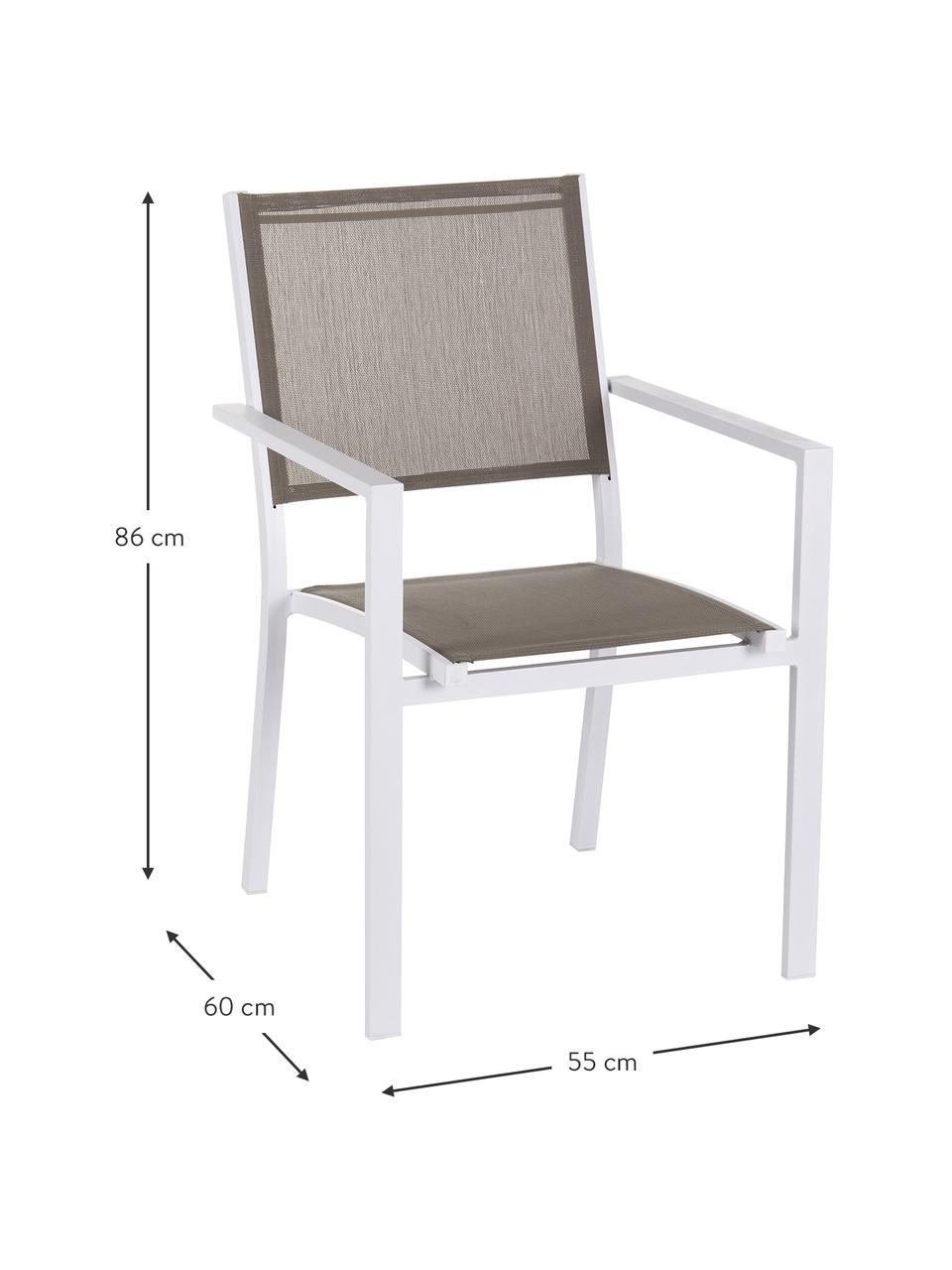 Krzesło ogrodowe Thais, Stelaż: aluminium powlekane, Biały, taupe, S 69 x W 99 cm