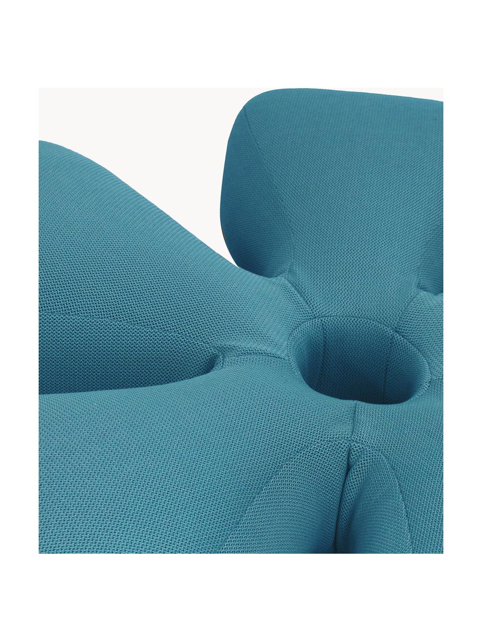 Puf artesanal grande para exterior Flower, Tapizado: 70% PAN + 30% PES, imperm, Azul petróleo, Ø 110 x Al 25 cm