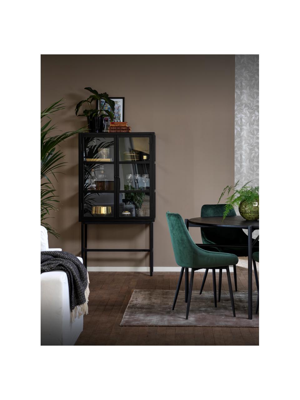 Vetrina in metallo nero con gambe alte Marshalle, Nero, Larg. 85 x Alt. 160 cm