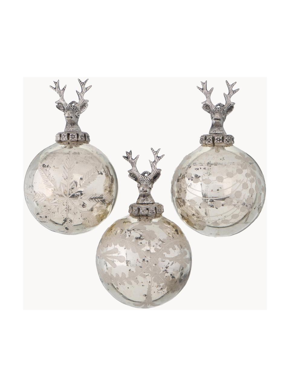 Weihnachtskugeln Sainte, 3er-Set, Silberfarben mit Antik-Finish, Ø 10 cm