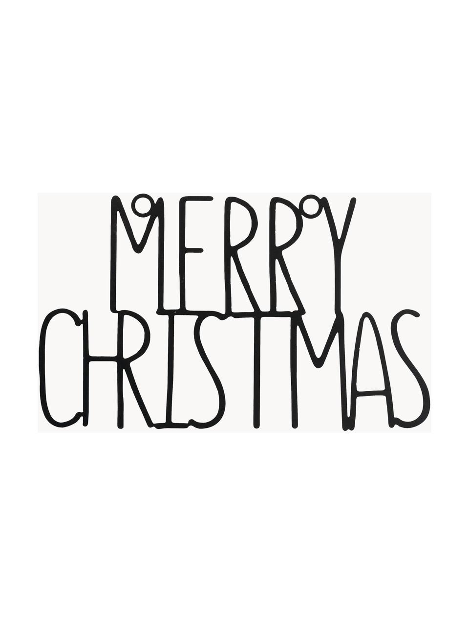 Ručně vyrobená nástěnná dekorace Merry Christmas, Potažený kov, Černá, Š 30 cm, V 18 cm