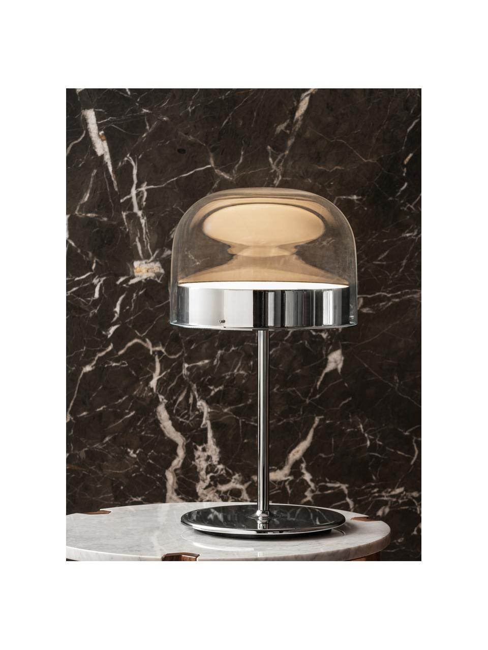 Ręcznie wykonana lampa stołowa LED Equatore, Transparentny, odcienie srebrnego, Ø 24 x W 43 cm