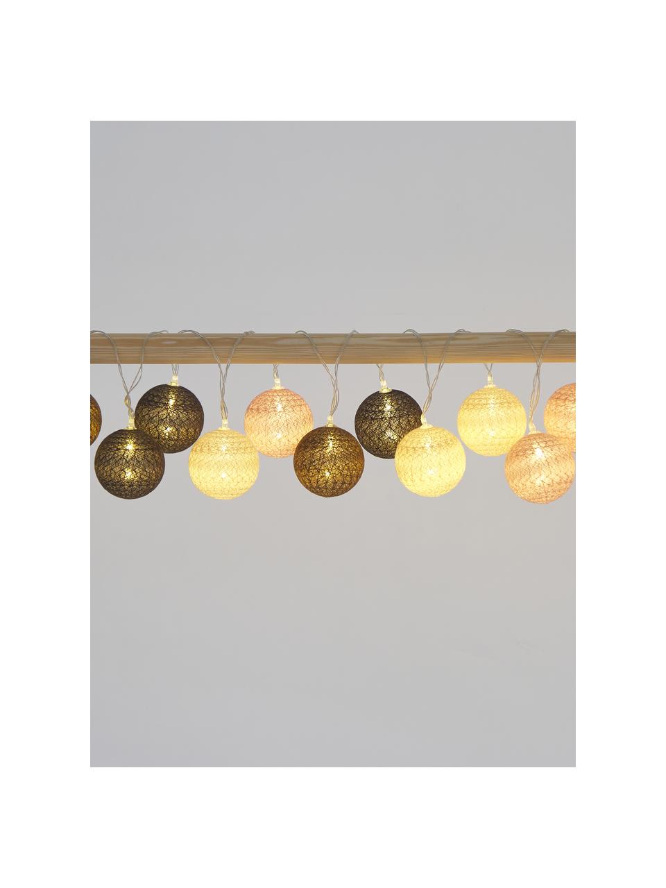 LED-Lichterkette Bellin, 320 cm, Lampions: Baumwolle, Brauntöne, Rosa, L 320 cm, 20 Lampions