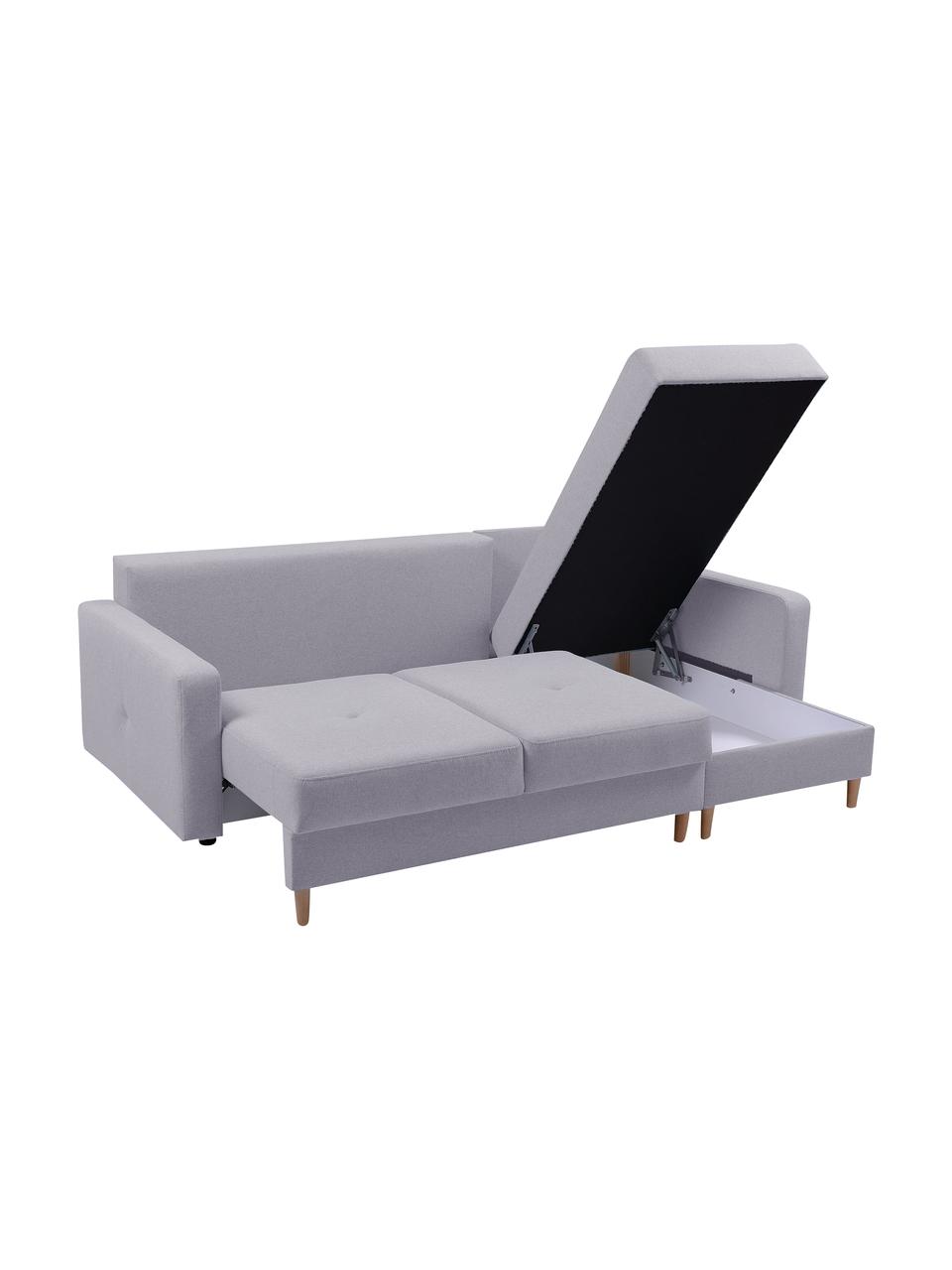 Sofá cama rinconero Vinci, con espacio de almacenamiento, Tapizado: 100% poliéster, Gris, An 231 x F 146 cm