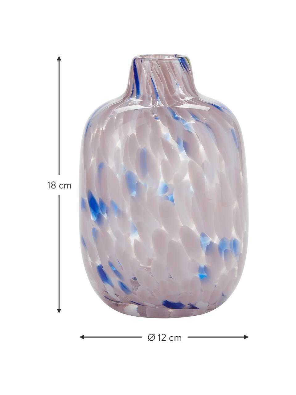 Vase verre blanc aspect pois Dots, Verre, Lilas, blanc, transparent, Ø 12 x haut. 18 cm