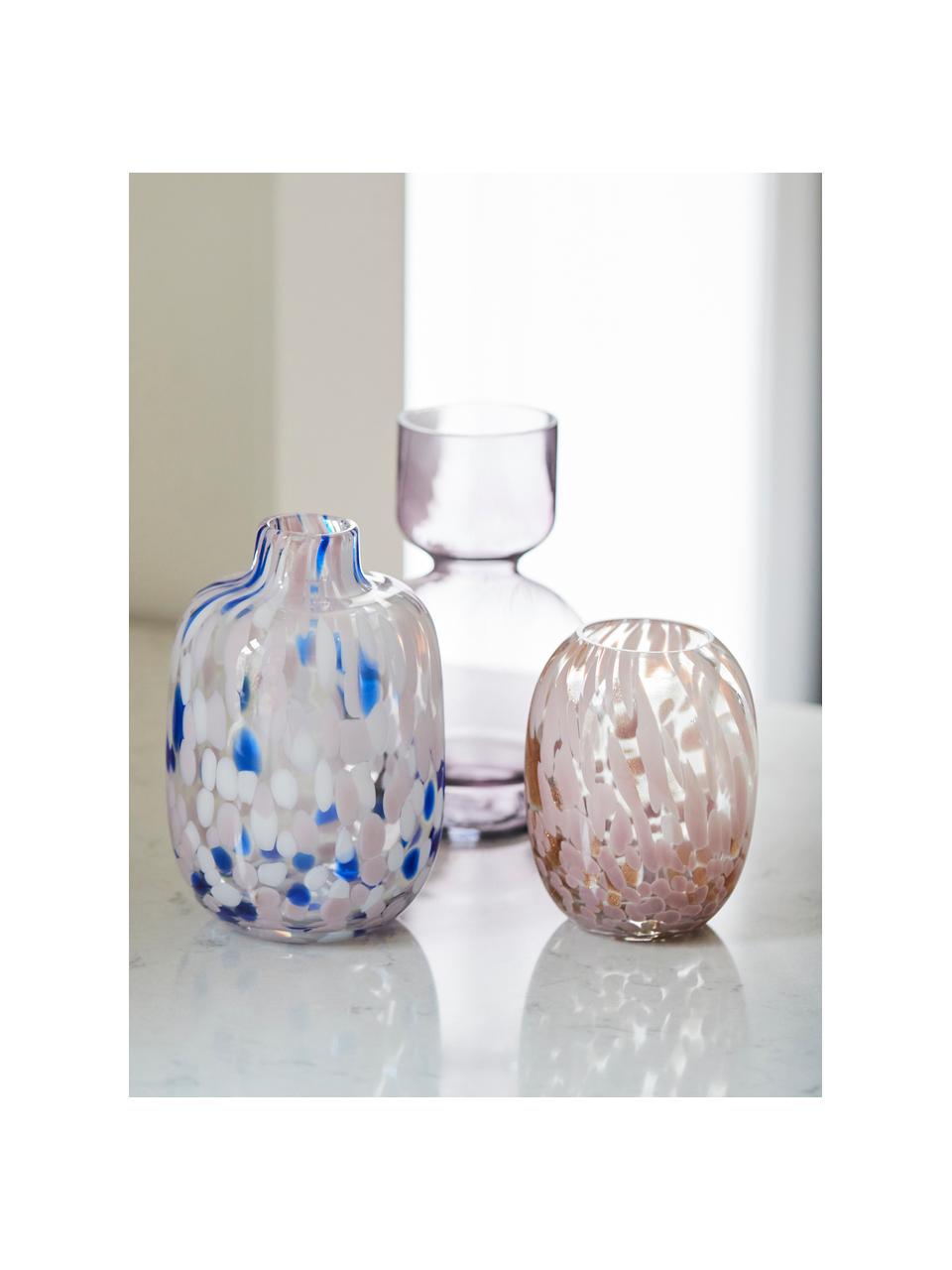 Vase verre blanc aspect pois Dots, Verre, Lilas, blanc, transparent, Ø 12 x haut. 18 cm