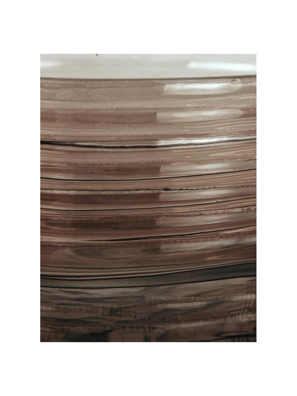 Bol décoratif brun Wave, Ø 22 cm, Verre, Brun, transparent, Ø 22 x haut. 11 cm