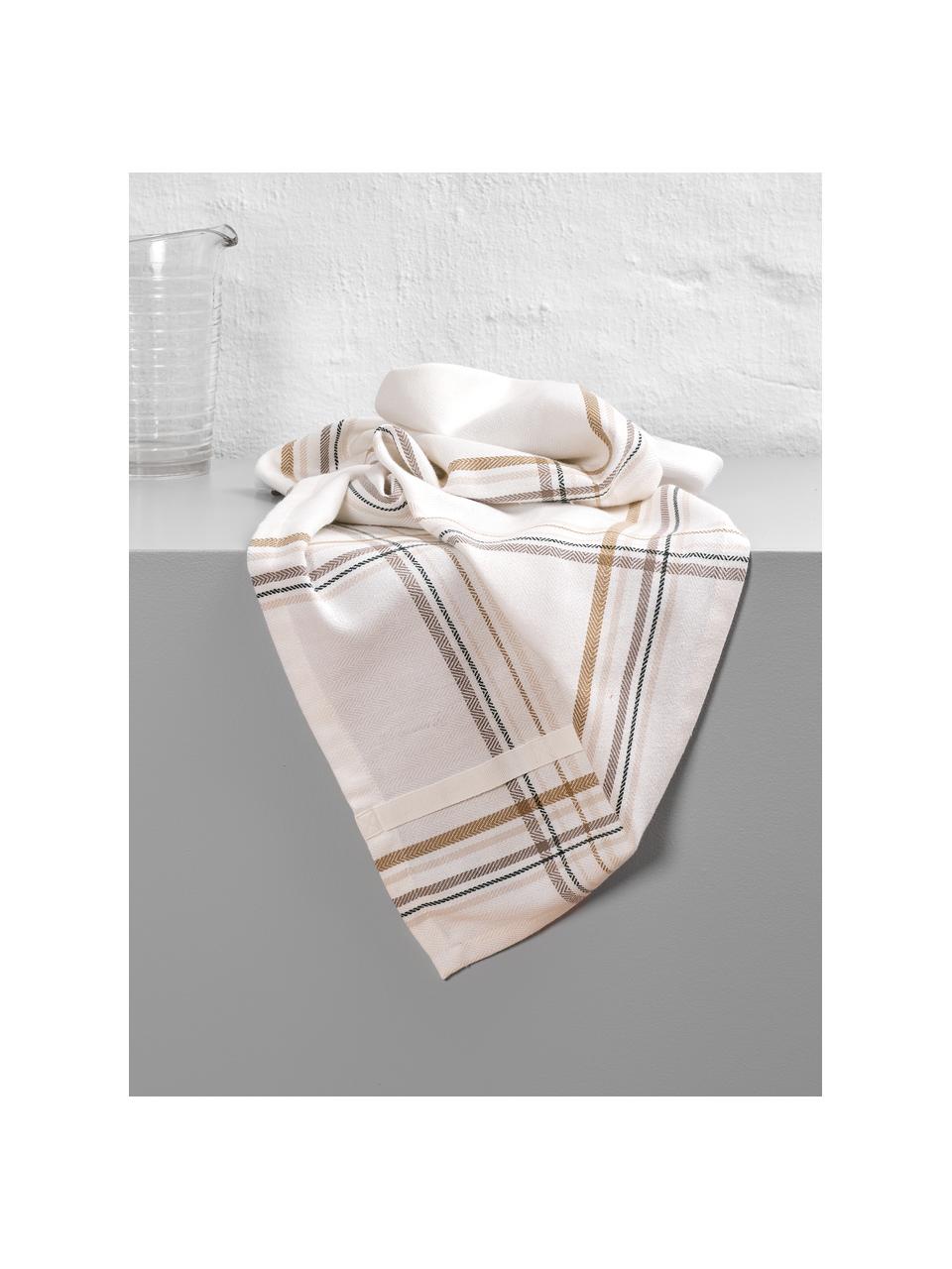 Paño de cocina Gift, 100% algodón ecológico con certificado GOTS, Blanco, beige y tonos marrones, An 53 x L 86 cm