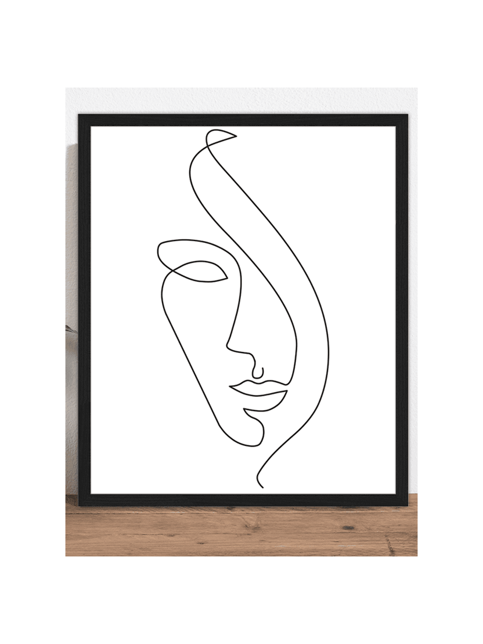 Gerahmter Digitaldruck Abstract Face II, Rahmen: Buchenholz, lackiert, Front: Plexiglas, Bild: Digitaldruck auf Papier, , Schwarz, Weiß, B 53 x H 63 cm