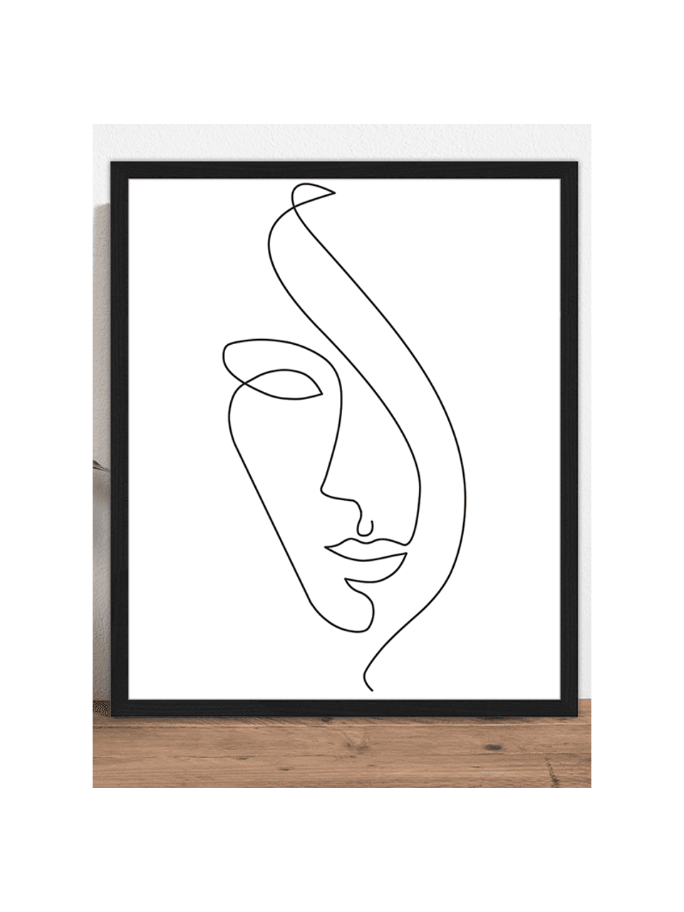 Ingelijste digitale print Abstract Face II, Lijst: gelakt beukenhout, Zwart, wit, B 53 x H 63 cm